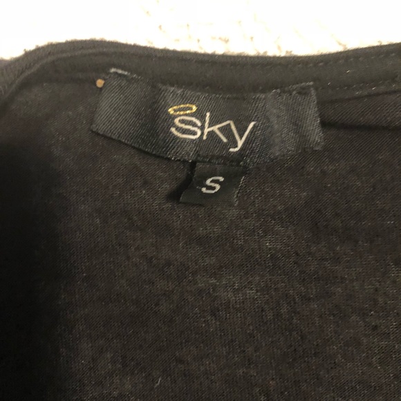 SKY Low Cut Flutter Sleeve Leather Belt Detail Top - Picture 3 of 7